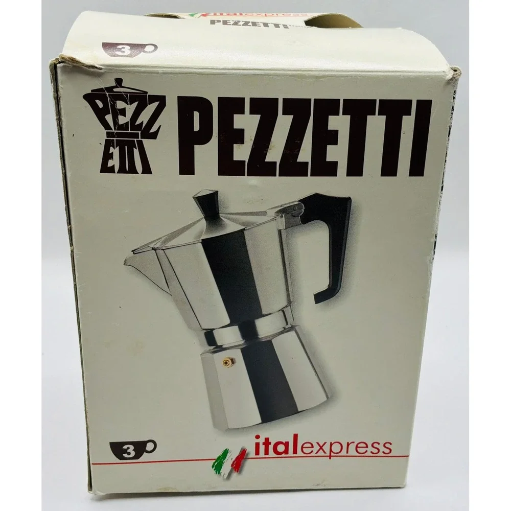 Vintage Pezzetti Italexpress 3-Cup Aluminum Moka Pot Espresso Maker Italy